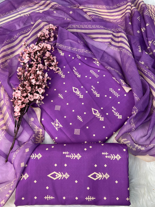 Purple Arrow Digital Printed Swiss Lawn