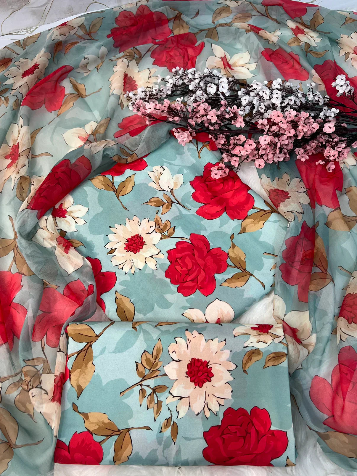 Rose Floral Print Digital Printed Swiss Lawn