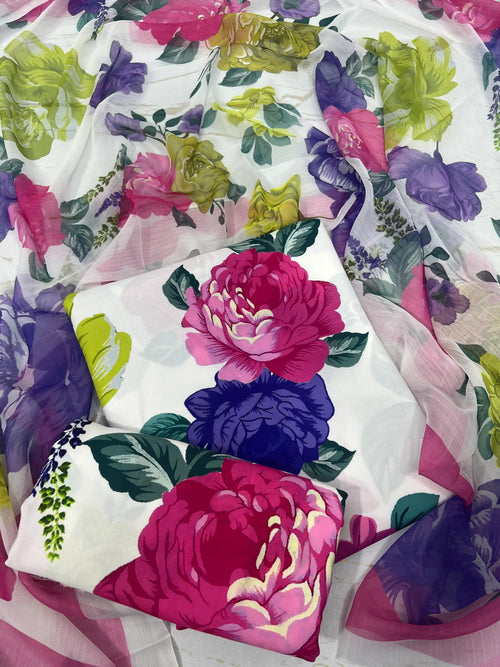 Multi Gulab Digital Printed Swiss Lawn