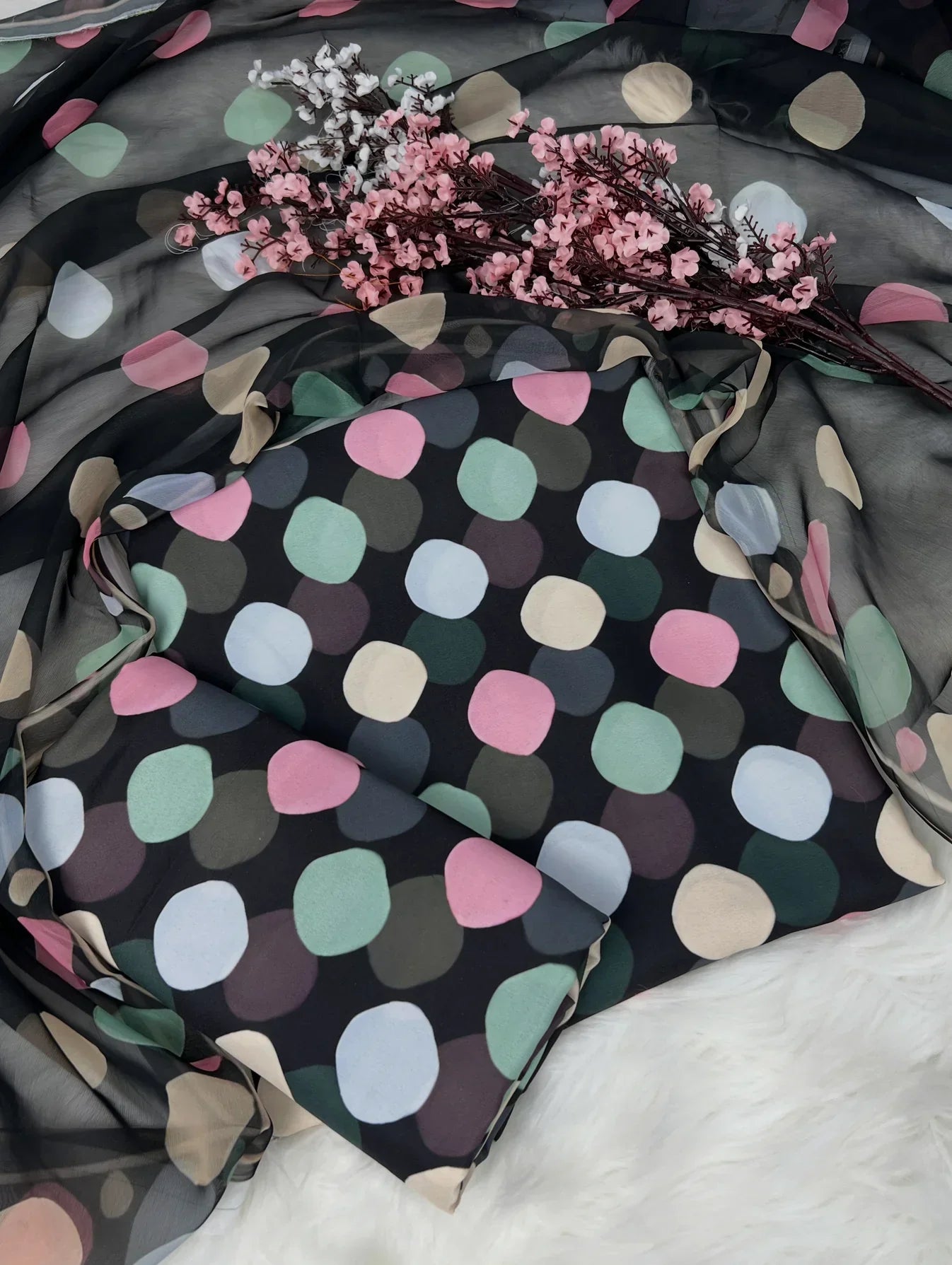 Multi Polka Digital Printed Swiss Lawn