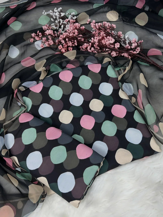 Multi Polka Digital Printed Swiss Lawn