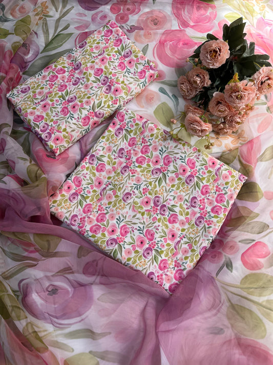 Rose Blush Digital Printed Swiss Lawn