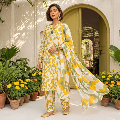 Peanut Digital Printed Swiss Lawn